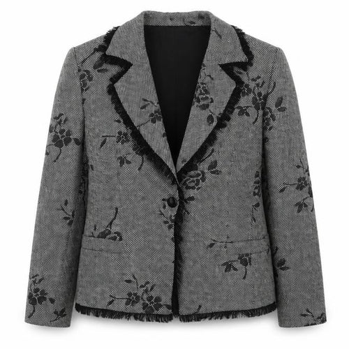 Gold by Michael H Women Grey Black Floral Blazer Jacket UK 18 Lined