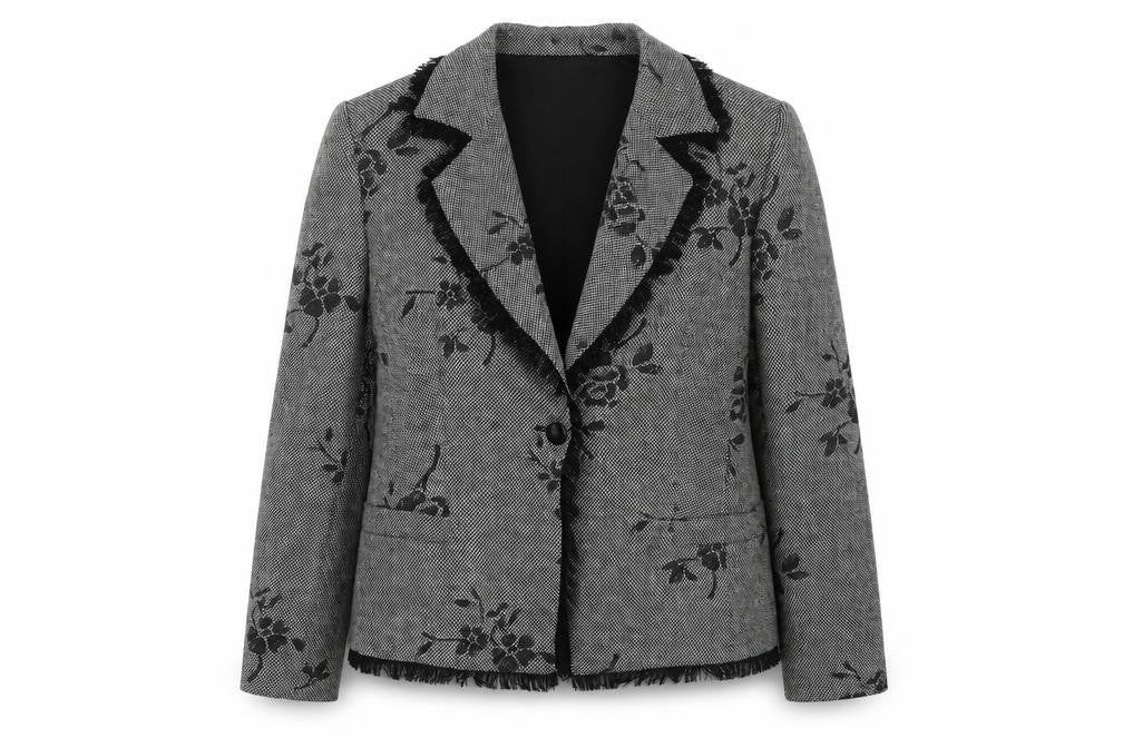 Gold by Michael H Women Grey Black Floral Blazer Jacket UK 18 Lined