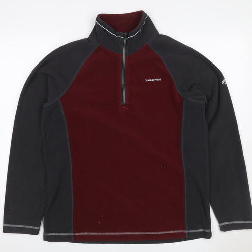 Craghoppers Men’s M Burgundy Black Fleece 1/4 Zip Outdoor Sweatshirt