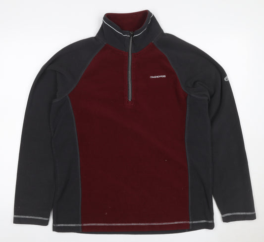 Craghoppers Men’s M Burgundy Black Fleece 1/4 Zip Outdoor Sweatshirt