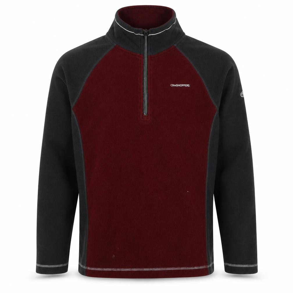 Craghoppers Men’s M Burgundy Black Fleece 1/4 Zip Outdoor Sweatshirt