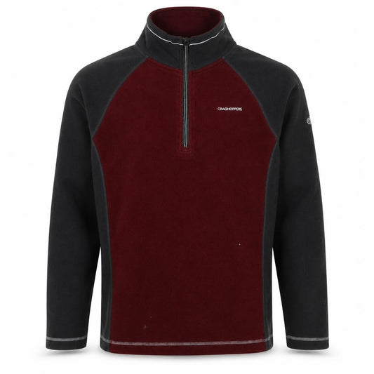 Craghoppers Men’s M Burgundy Black Fleece 1/4 Zip Outdoor Sweatshirt