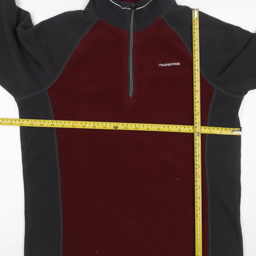 Craghoppers Men’s M Burgundy Black Fleece 1/4 Zip Outdoor Sweatshirt