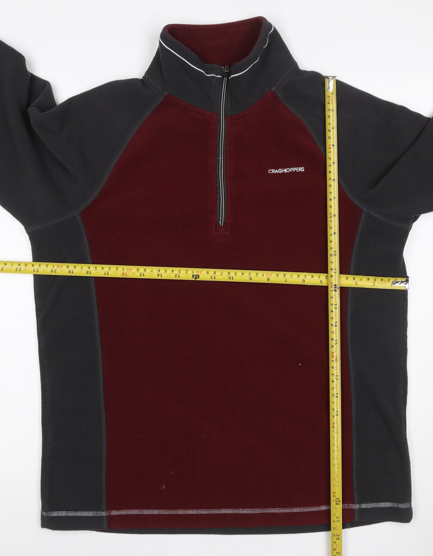 Craghoppers Men’s M Burgundy Black Fleece 1/4 Zip Outdoor Sweatshirt