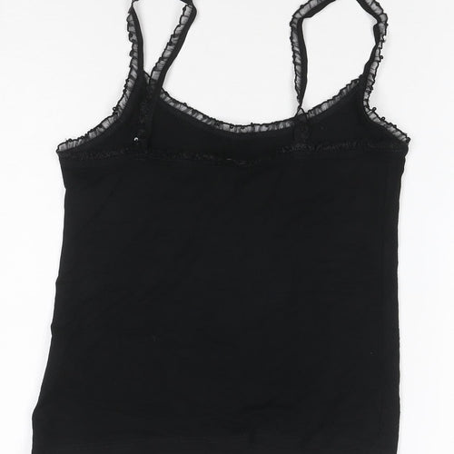 Rose Spirit Women Black Size 12 Ruffle Strap Stretch Camisole Top
