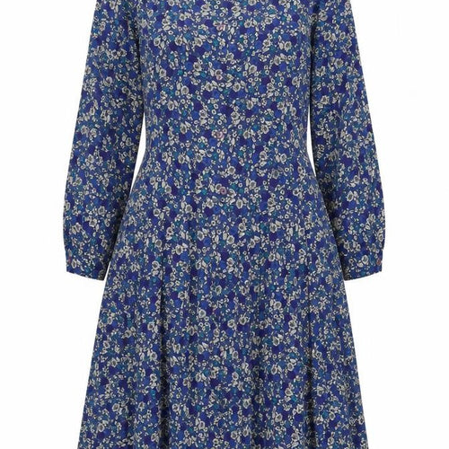 Eastex Women’s Blue Floral Midi Shirt Dress UK 14 Vintage Long Sleeve