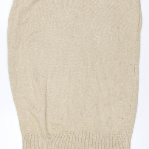 Misspap Women’s Beige UK 6 Sleeveless Round Neck Knit Jumper Vest