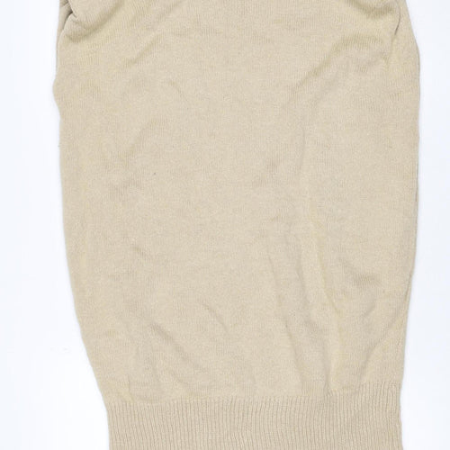 Misspap Women’s Beige UK 6 Sleeveless Round Neck Knit Jumper Vest