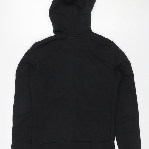 adidas Women Black UK 8 Full Zip Hooded Logo Stripe Hoodie