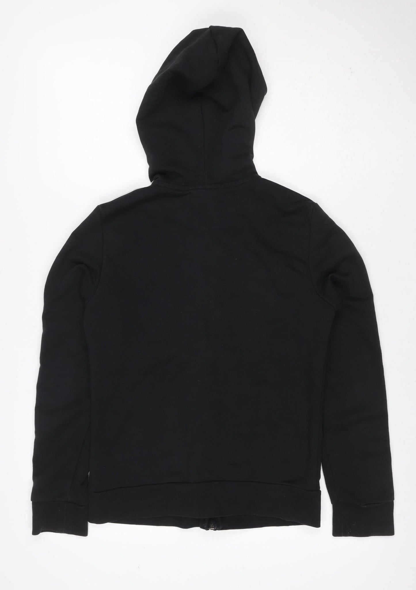 adidas Women Black UK 8 Full Zip Hooded Logo Stripe Hoodie