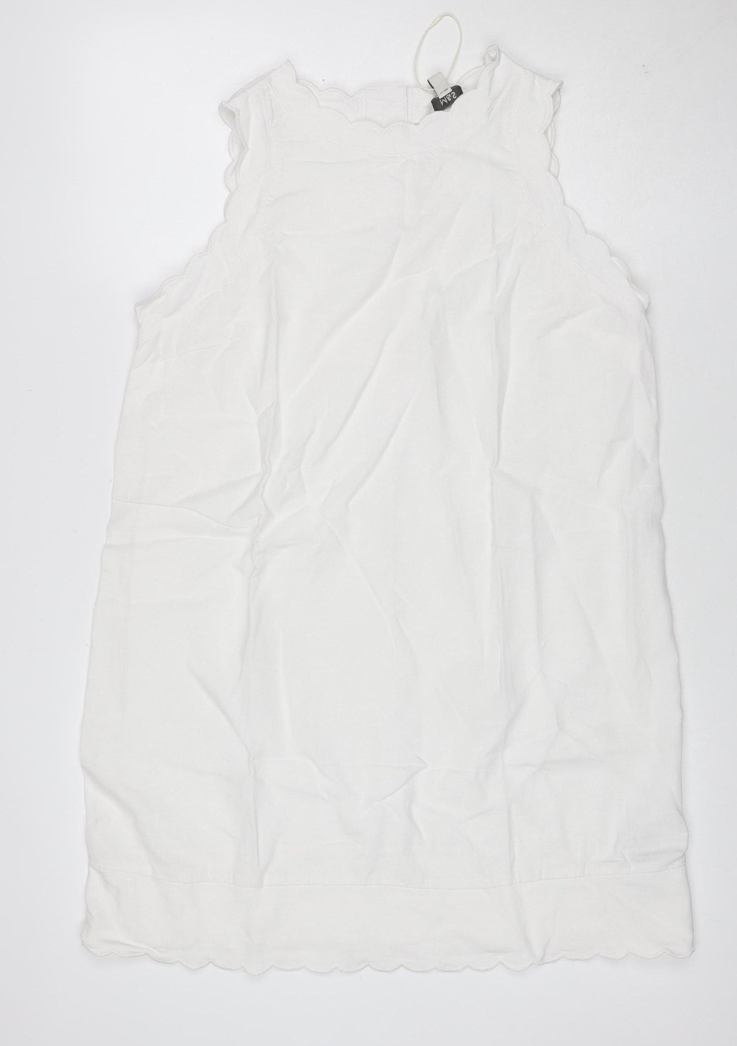 Marks and Spencer Women White UK 14 A-Line Knee Dress