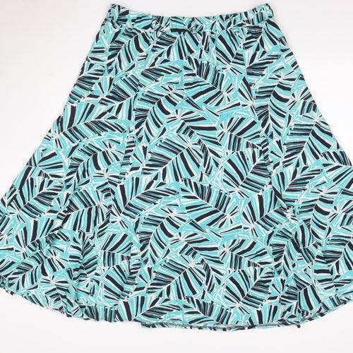 BHS Women’s Multicoloured Size 16 Tropical Leaf Linen A-Line Midi Skirt