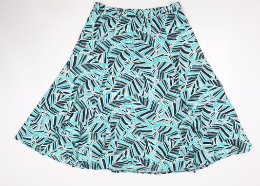 BHS Women’s Multicoloured Size 16 Tropical Leaf Linen A-Line Midi Skirt