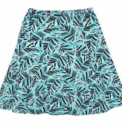 BHS Women’s Multicoloured Size 16 Tropical Leaf Linen A-Line Midi Skirt