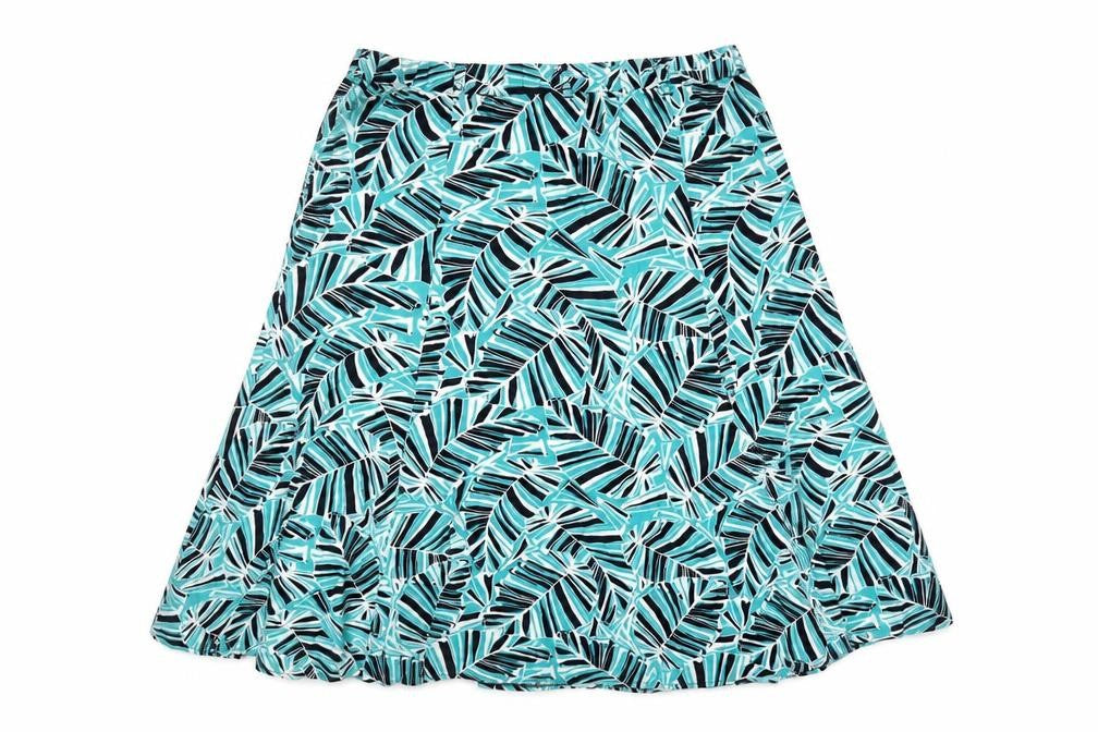 BHS Women’s Multicoloured Size 16 Tropical Leaf Linen A-Line Midi Skirt