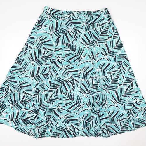 BHS Women’s Multicoloured Size 16 Tropical Leaf Linen A-Line Midi Skirt