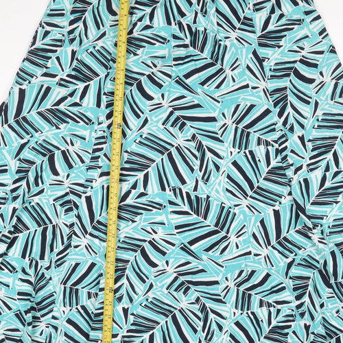 BHS Women’s Multicoloured Size 16 Tropical Leaf Linen A-Line Midi Skirt