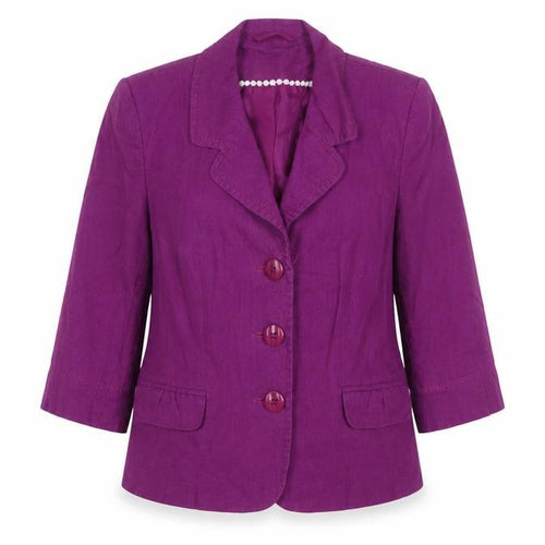 Bhs Women Purple UK 16 Petite Linen Blend 3 Button Blazer Jacket