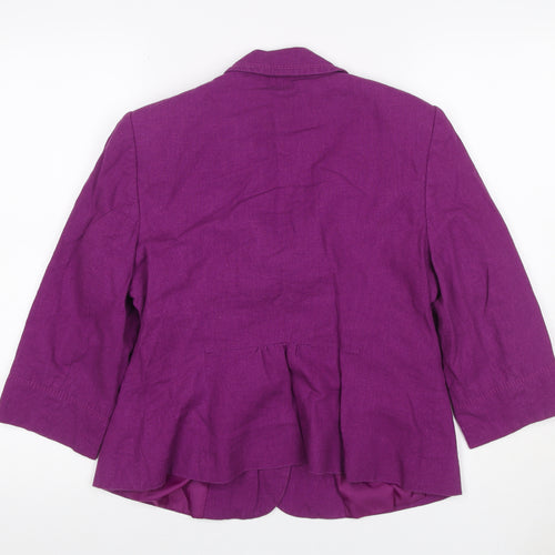 Bhs Women Purple UK 16 Petite Linen Blend 3 Button Blazer Jacket