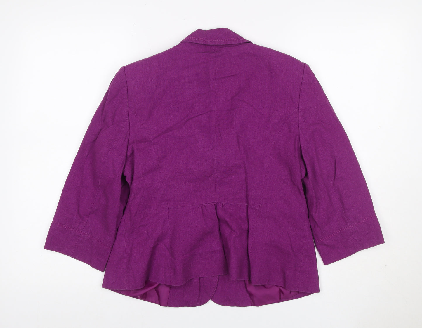 Bhs Women Purple UK 16 Petite Linen Blend 3 Button Blazer Jacket
