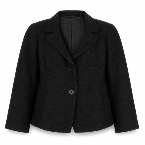 Planet Women's Black UK 16 Textured Bouclé Lined Single Button Blazer