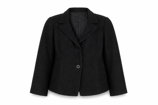 Planet Women's Black UK 16 Textured Bouclé Lined Single Button Blazer