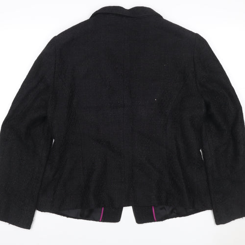 Planet Women's Black UK 16 Textured Bouclé Lined Single Button Blazer