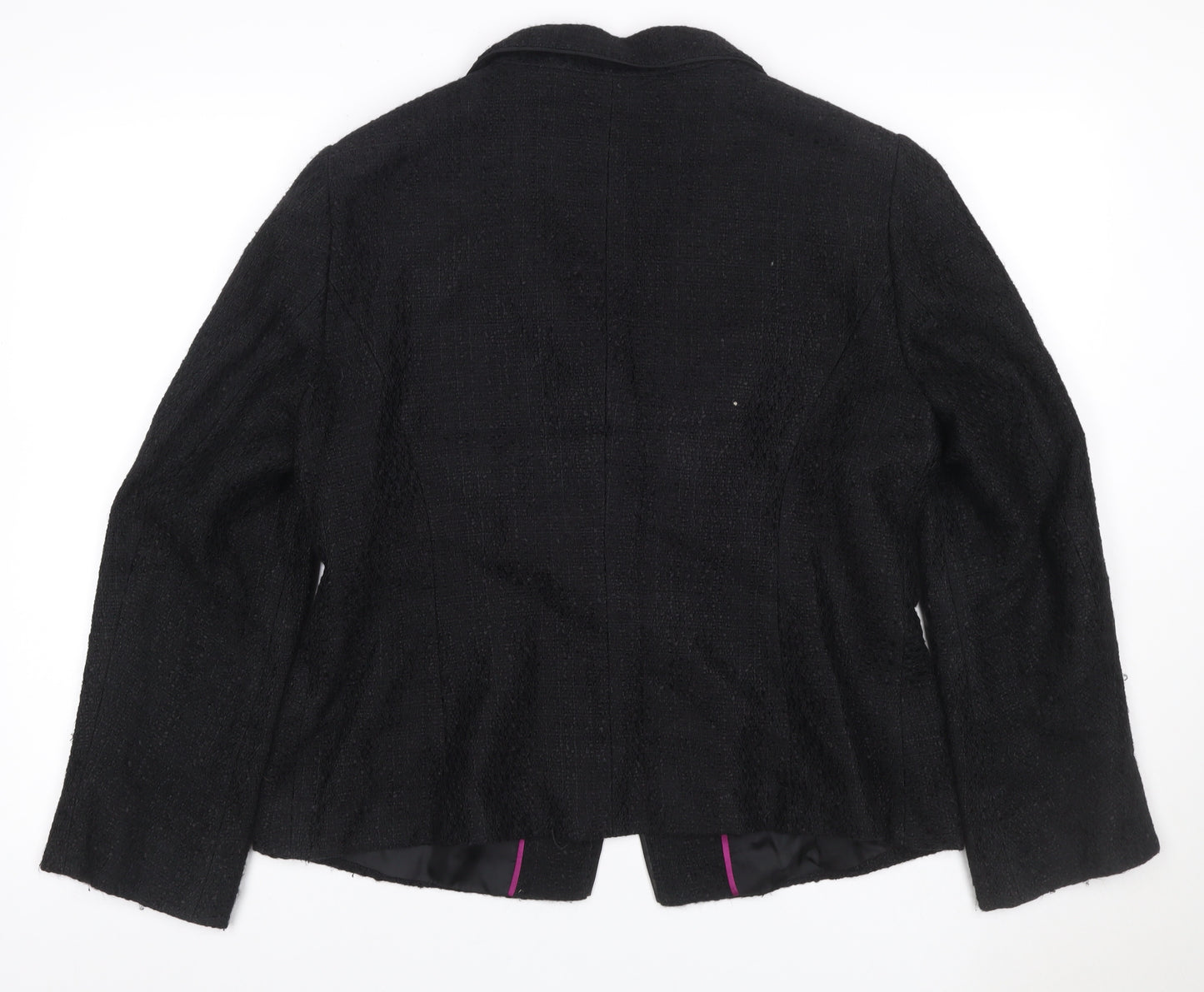 Planet Women's Black UK 16 Textured Bouclé Lined Single Button Blazer