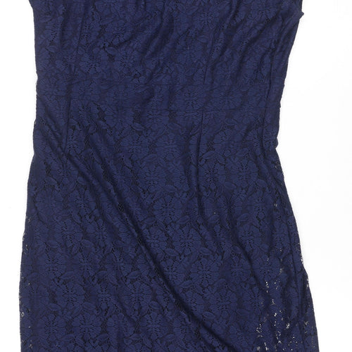 Dorothy Perkins Women Blue UK 16 Bodycon Knee Length Floral Lace Dress