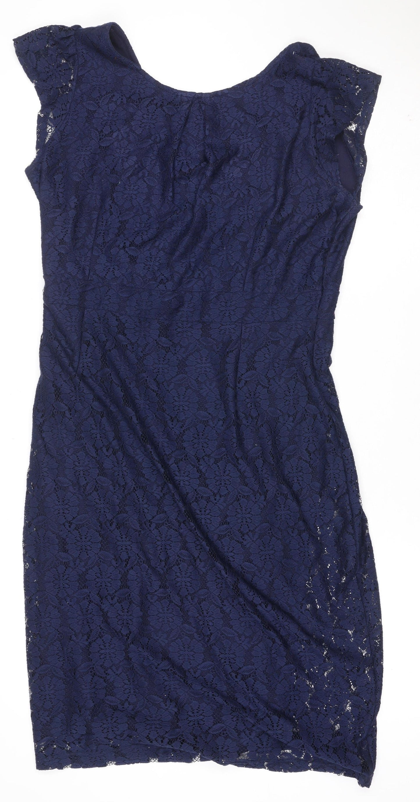 Dorothy Perkins Women Blue UK 16 Bodycon Knee Length Floral Lace Dress