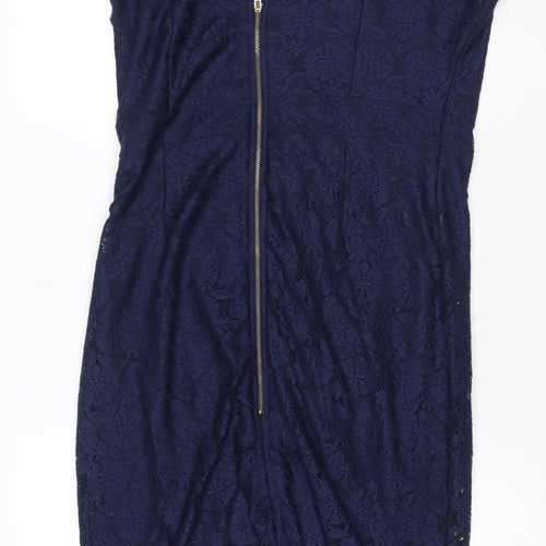 Dorothy Perkins Women Blue UK 16 Bodycon Knee Length Floral Lace Dress