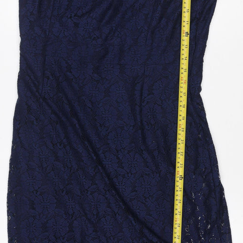 Dorothy Perkins Women Blue UK 16 Bodycon Knee Length Floral Lace Dress