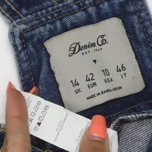 Denim Co. Women’s Blue UK 14 Denim Pinafore Dungaree Dress