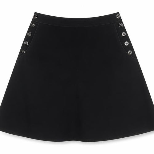 Next Women’s Black UK 12 A-Line Knee Length Button Trim Skirt