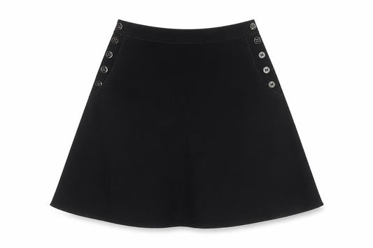 Next Women’s Black UK 12 A-Line Knee Length Button Trim Skirt
