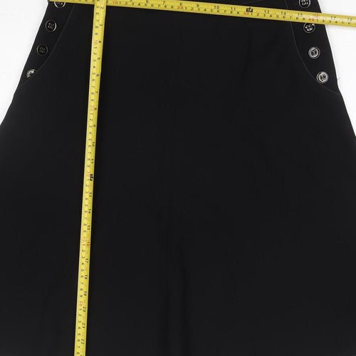Next Women’s Black UK 12 A-Line Knee Length Button Trim Skirt