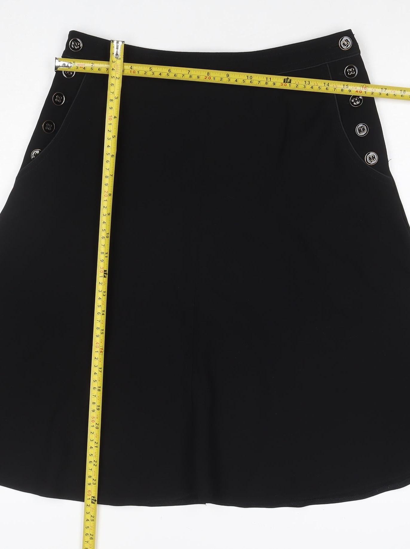 Next Women’s Black UK 12 A-Line Knee Length Button Trim Skirt