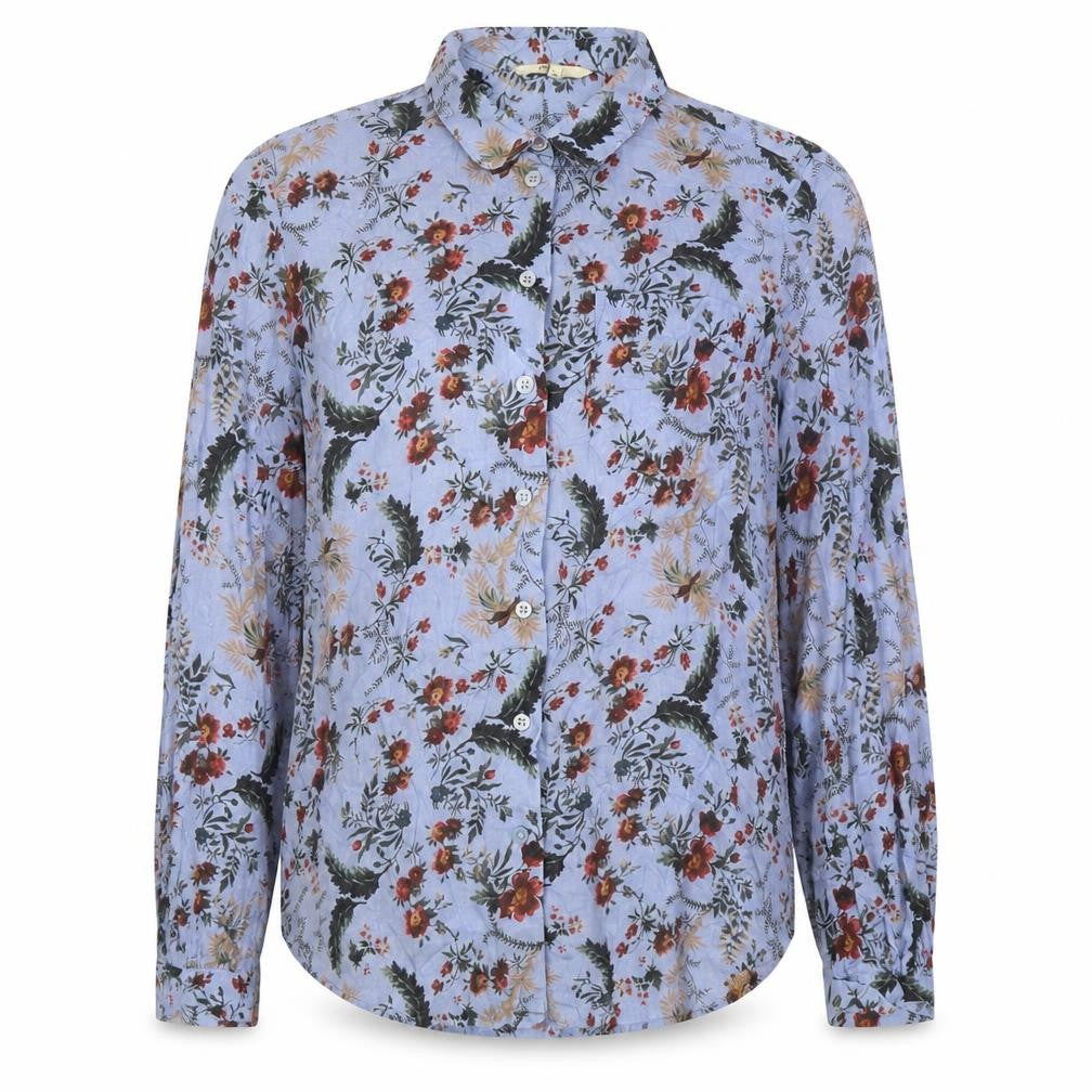 Next Women Blue UK 12 Floral Modal Button-Up Long Sleeve Shirt