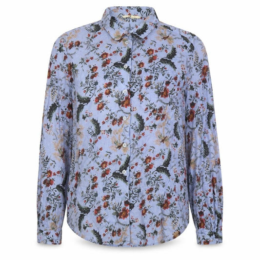 Next Women Blue UK 12 Floral Modal Button-Up Long Sleeve Shirt