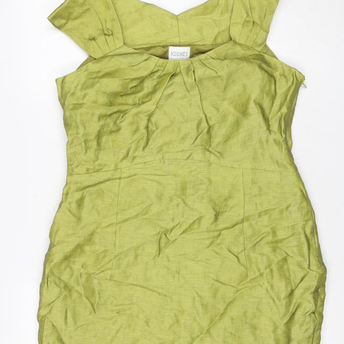 Kaliko Women Green UK 14 Kimono Sleeve V-Neck Blouse