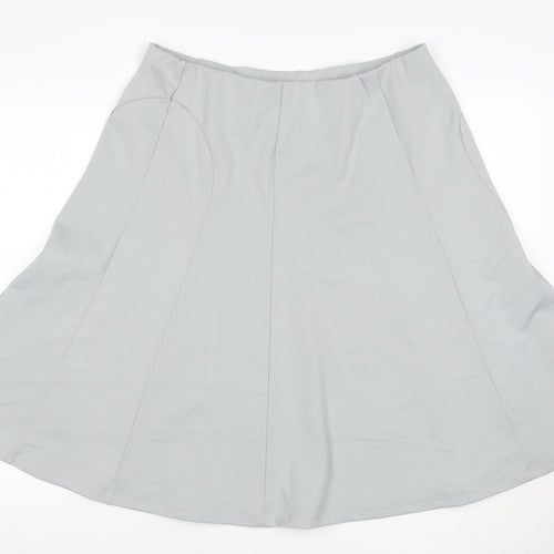 Damart Women Grey UK 18 A-Line Knee Length Stretch Jersey Skirt