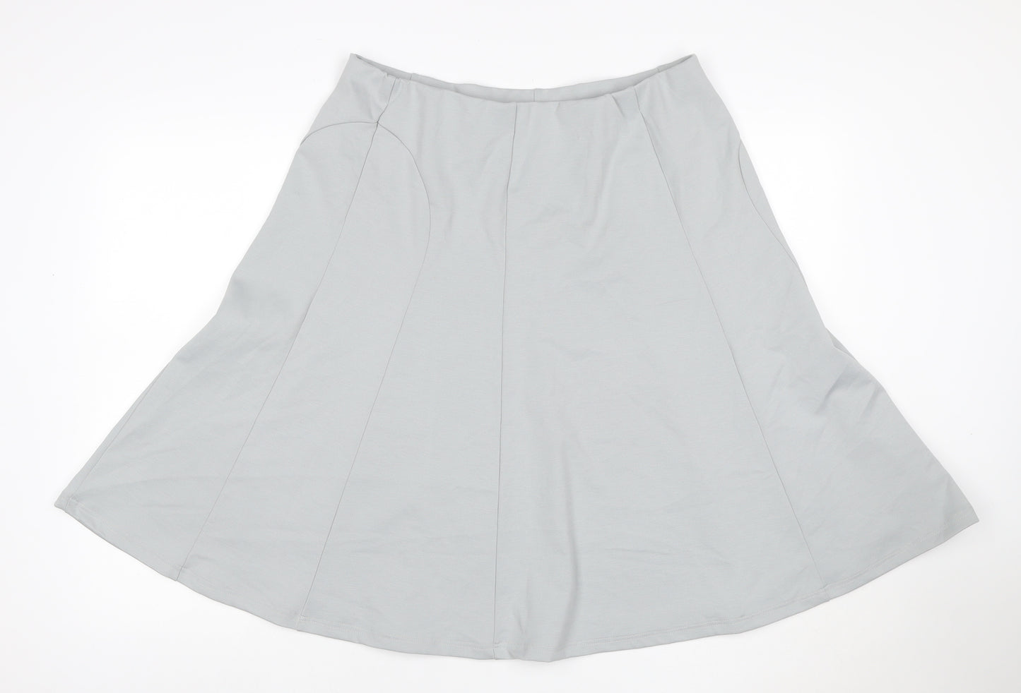 Damart Women Grey UK 18 A-Line Knee Length Stretch Jersey Skirt