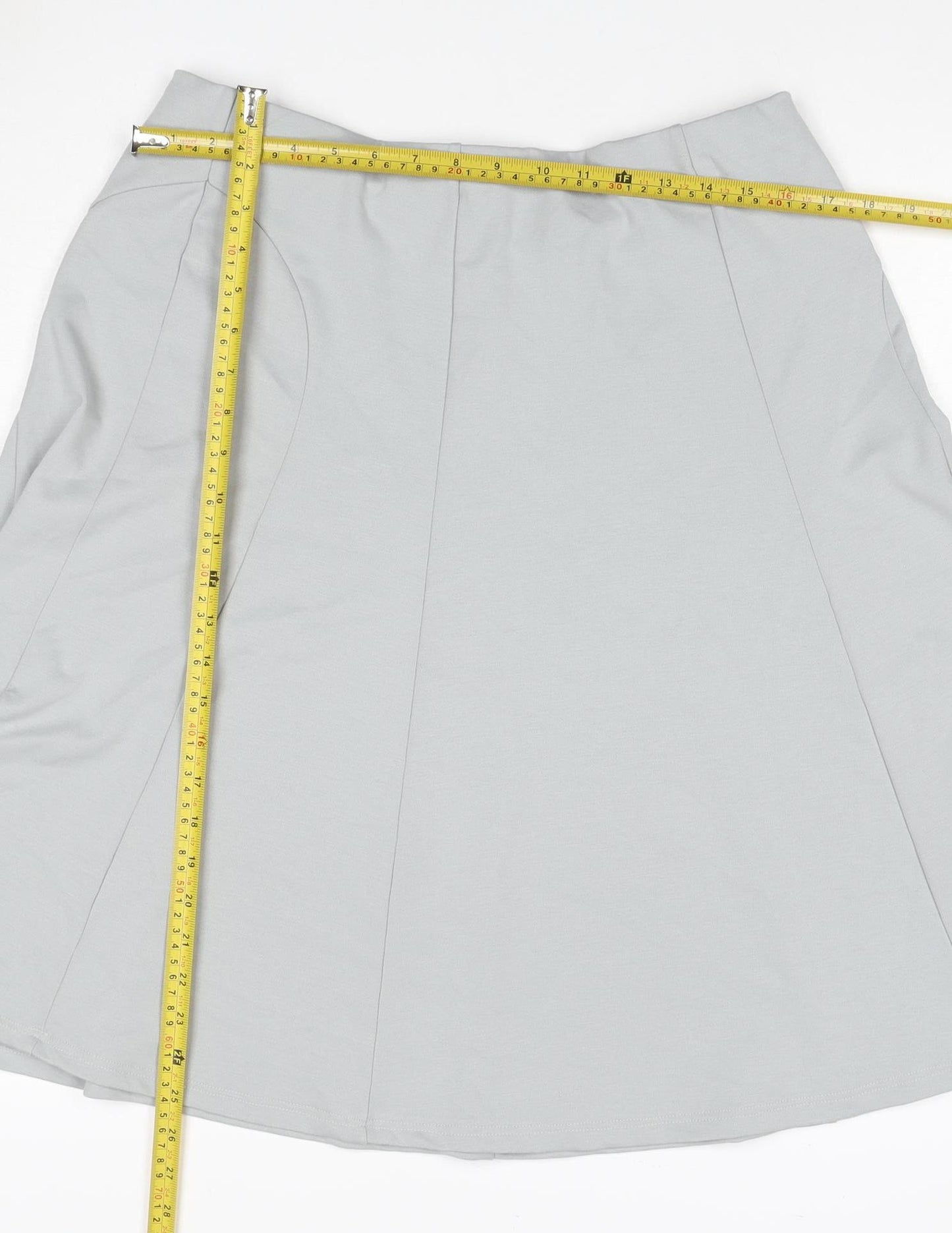 Damart Women Grey UK 18 A-Line Knee Length Stretch Jersey Skirt
