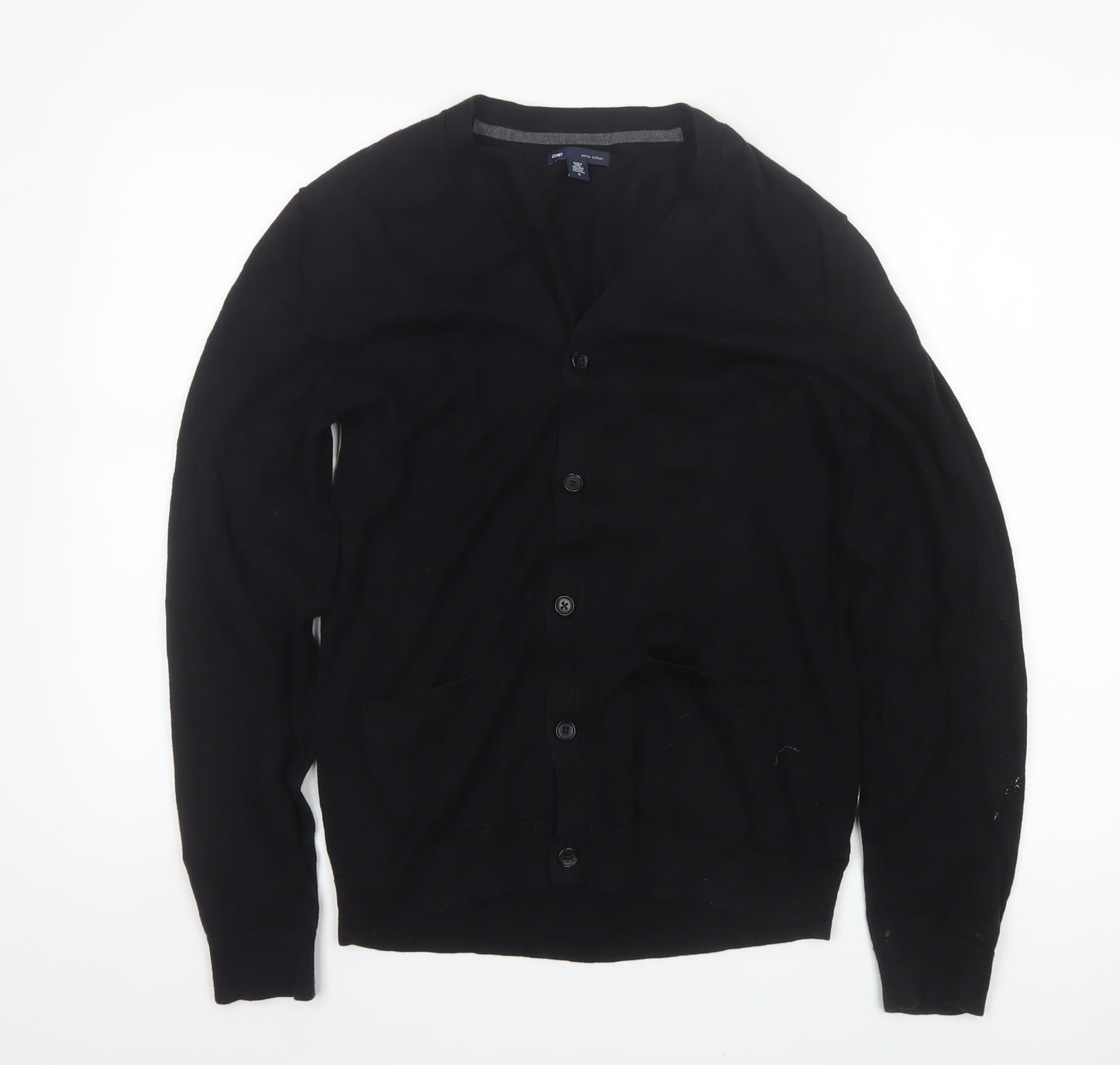 Gap Men's Black M Pima Cotton V-Neck Button Cardigan Pockets