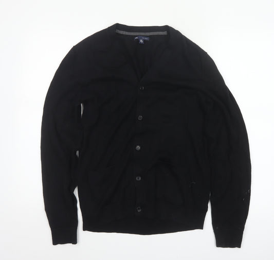 Gap Men's Black M Pima Cotton V-Neck Button Cardigan Pockets
