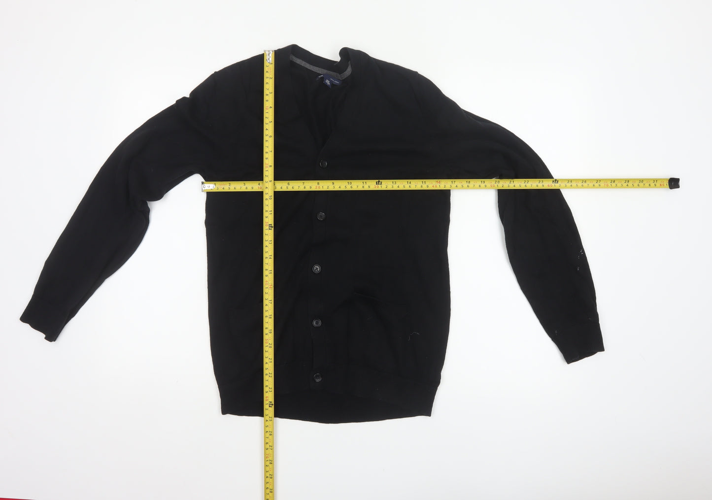 Gap Men's Black M Pima Cotton V-Neck Button Cardigan Pockets