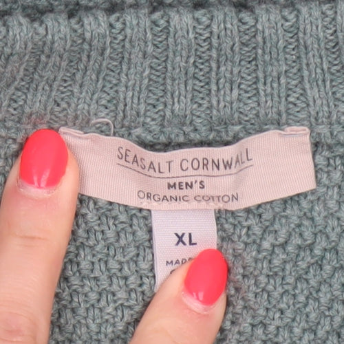 Seasalt Cornwall Men’s Green XL Organic Cotton Knit Pullover Jumper