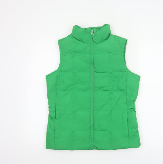 Lands' End Women Green S Petite Down Puffer Waistcoat Bodywarmer