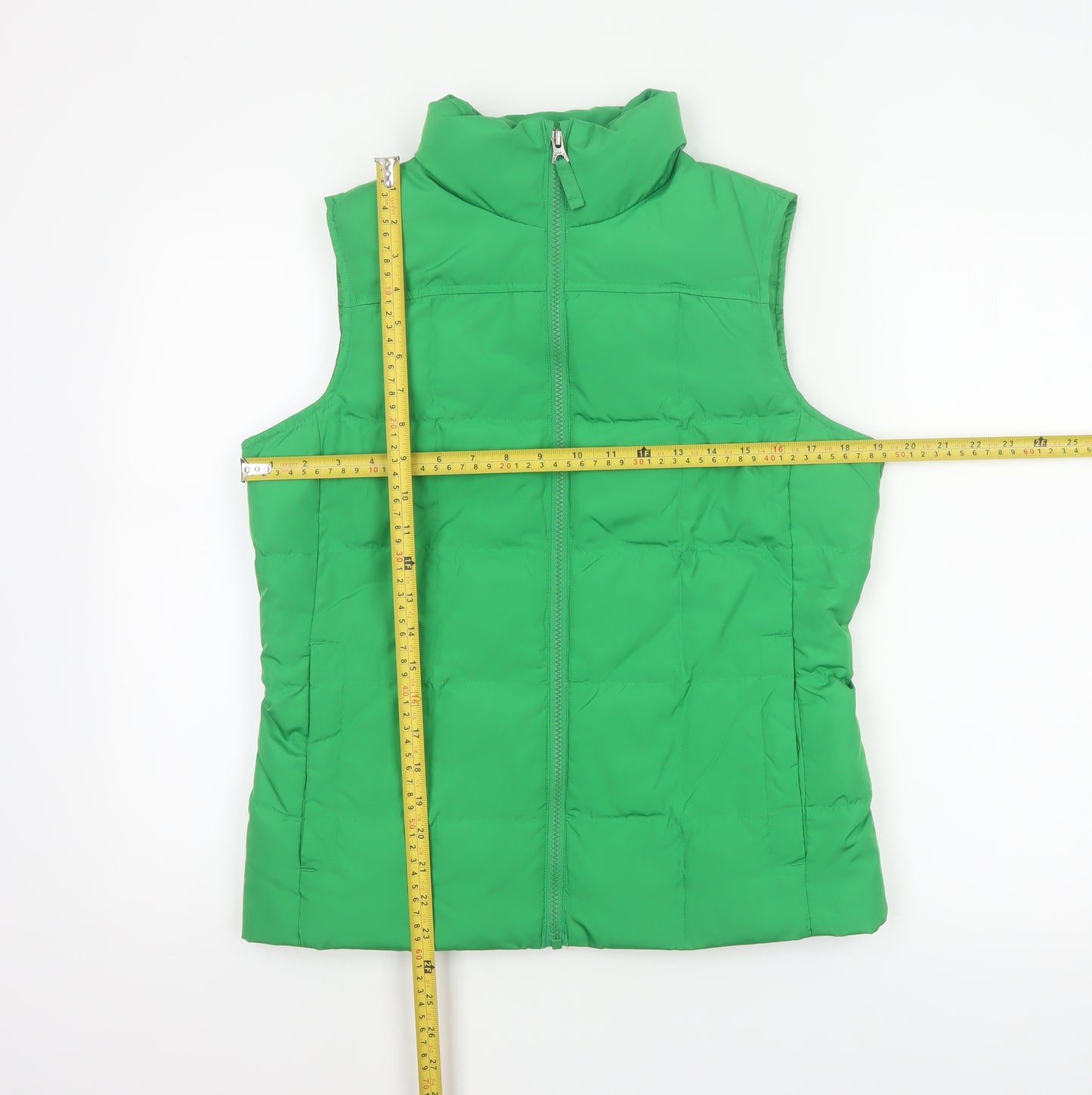 Lands' End Women Green S Petite Down Puffer Waistcoat Bodywarmer