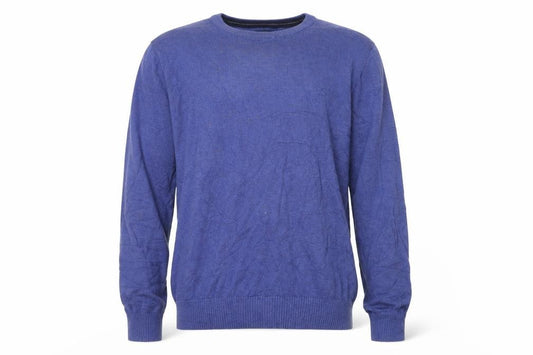 Joules Men Blue M Merino Wool Cotton Crew Neck Logo Pullover Jumper